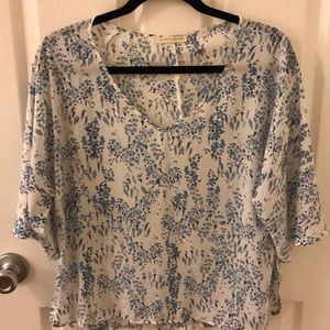 Paper Crown floral quarter sleeve top